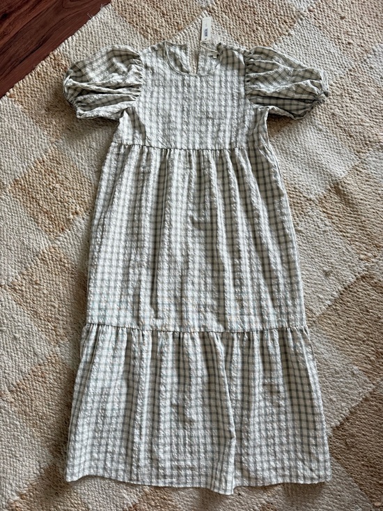 Noralee Dresses & Skirts - Puff Sleeve Gingham Maxi Dress - Light Sage